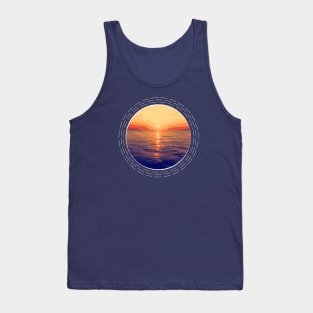 Vibrant Sunset Over The Ocean Abstract Nature Art Tank Top